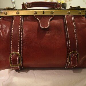 UNIQUE VIGANT LAVORZIONE ARTIGIANALE - VERO CUOLO - RED HANDLED PURSE